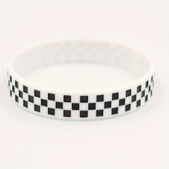 2pcs Checkerboard Pattern Silicone Bracelet Racing Wristband