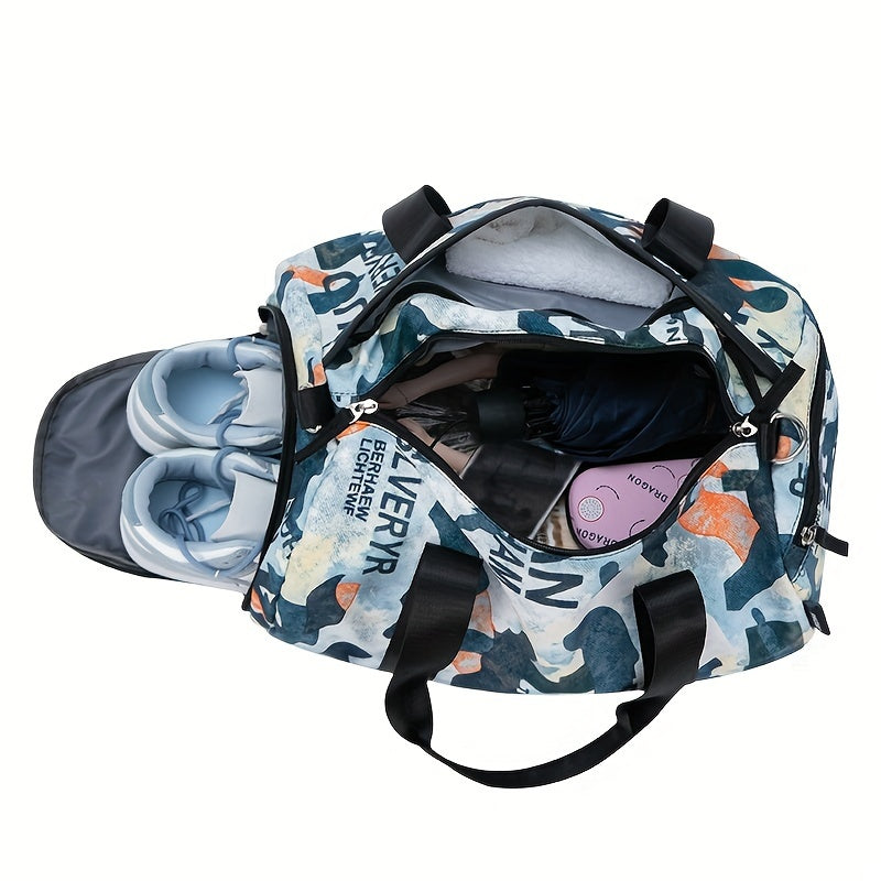 Large Capacity Duffel Bag With Shoe Pocket Waterproof Fitness Handbag