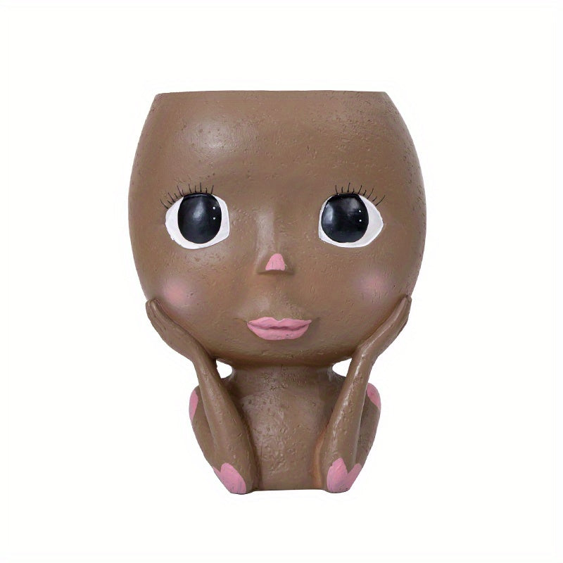 Cute Big Eyed Girl Flower Pot for Succulents