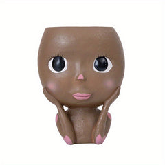 Cute Big Eyed Girl Flower Pot for Succulents