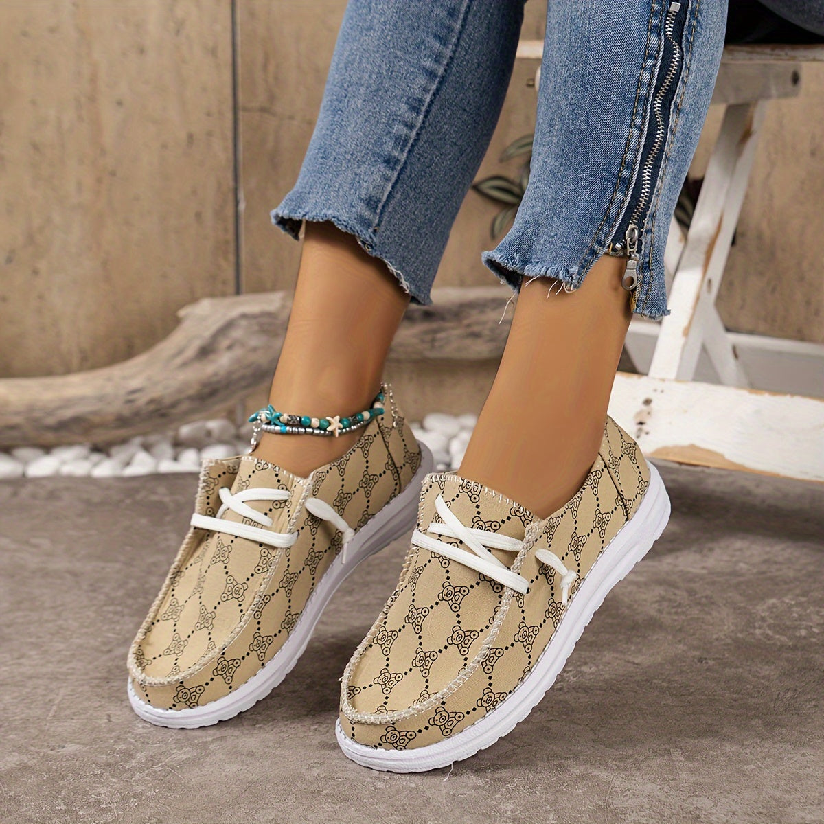 Women's Cartoon Bear Boat Shoes Lightweight Slip-on Casual Flats