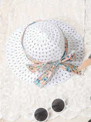 2pcs Toddler Girls Sleeveless Button Flowers Dress & Bow Straw Hat Set