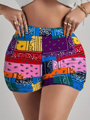 Boho Patchwork Paisley Print Shorts