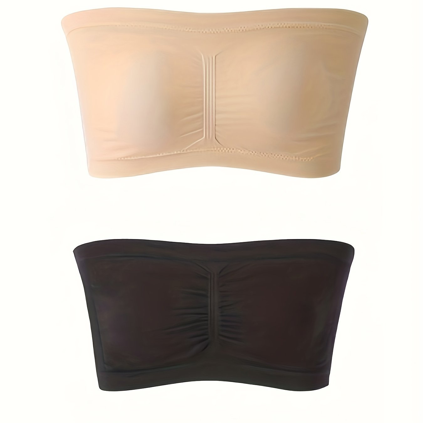 2pcs Soft Strapless Bandeau Bras Wireless Everyday Lingerie Women's Underwear