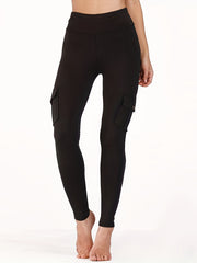 Women Elastic Tight Sports Pants Pocket High Waist Quick-dry Leggings