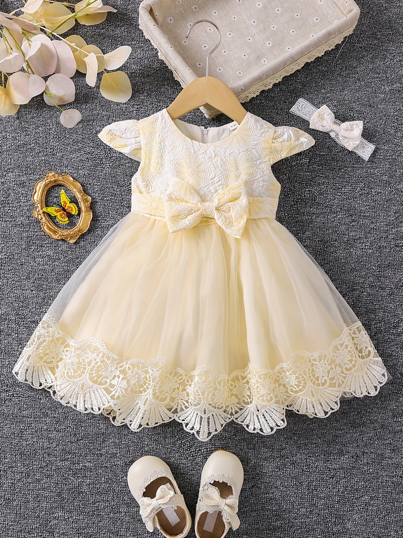 Girls Princess Dress Baby Girls Floral Graphic Mesh Puffy Casual