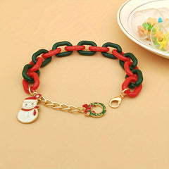 Christmas Bracelet Snowflake Elk Pendant Adjustable Chain Bracelet