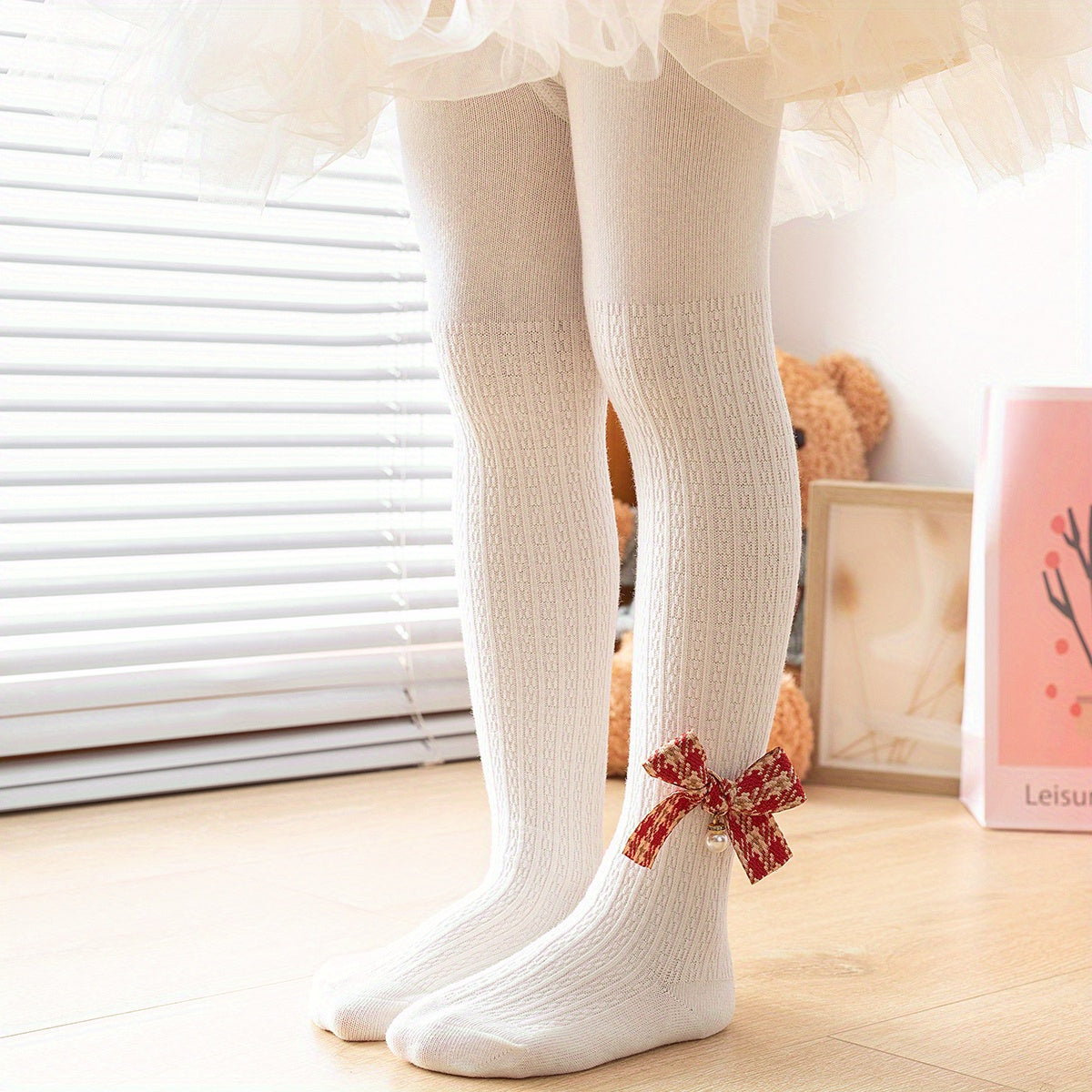 Princess Style Pantyhose Tights with Bow Decor for Girls