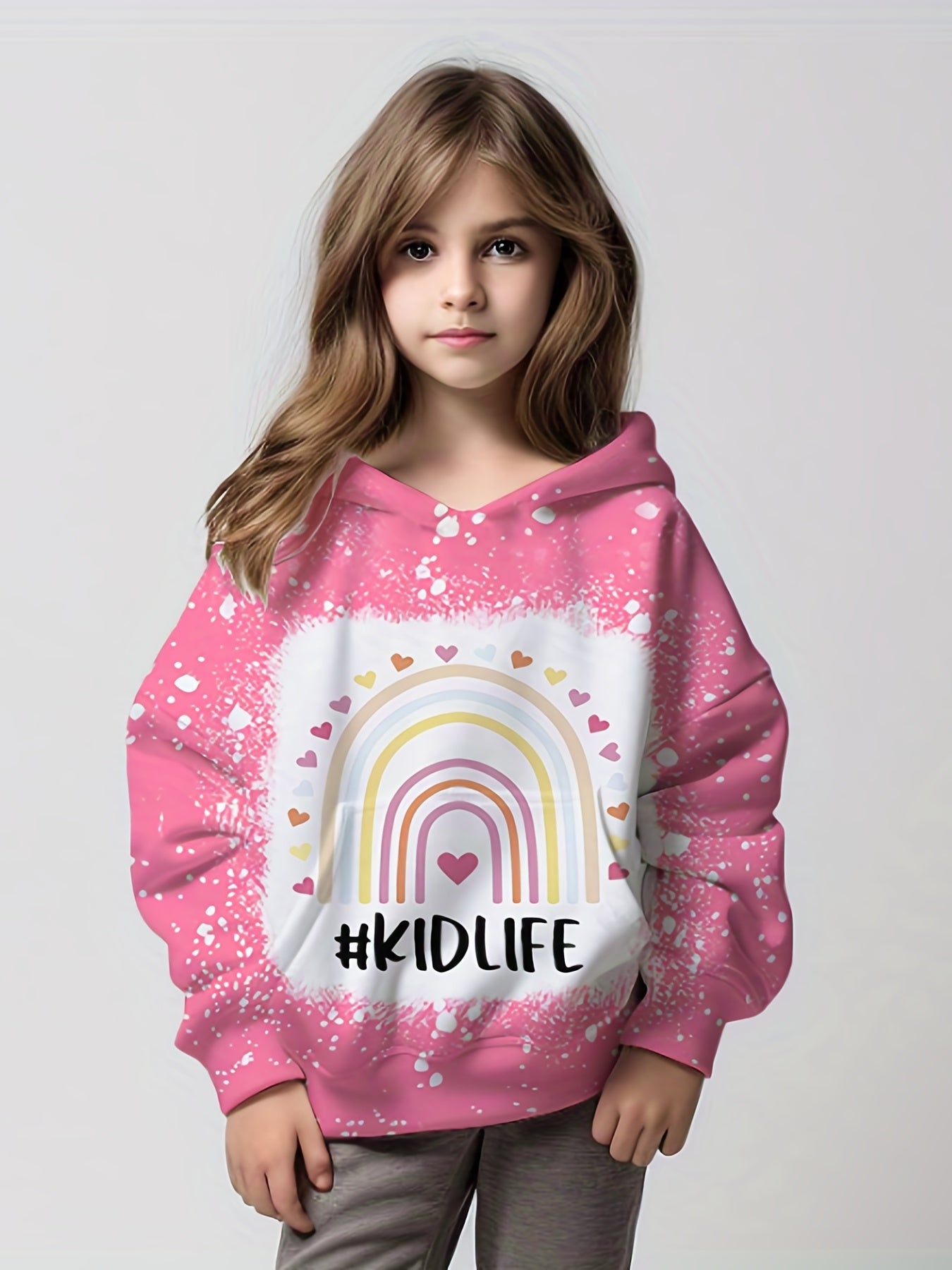 Kid Life Rainbow Graphic Sweatshirt for Girls