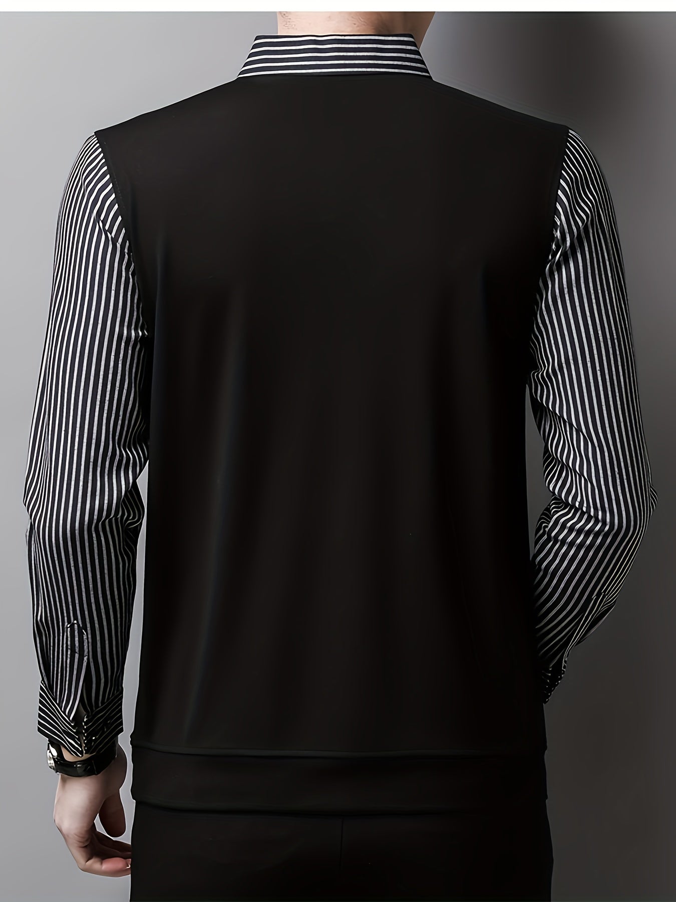 Retro Stripe Shirt Men's Casual Knitwear Long Sleeve Top Fall Winter