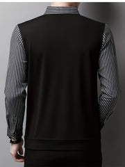 Retro Stripe Shirt Men's Casual Knitwear Long Sleeve Top Fall Winter