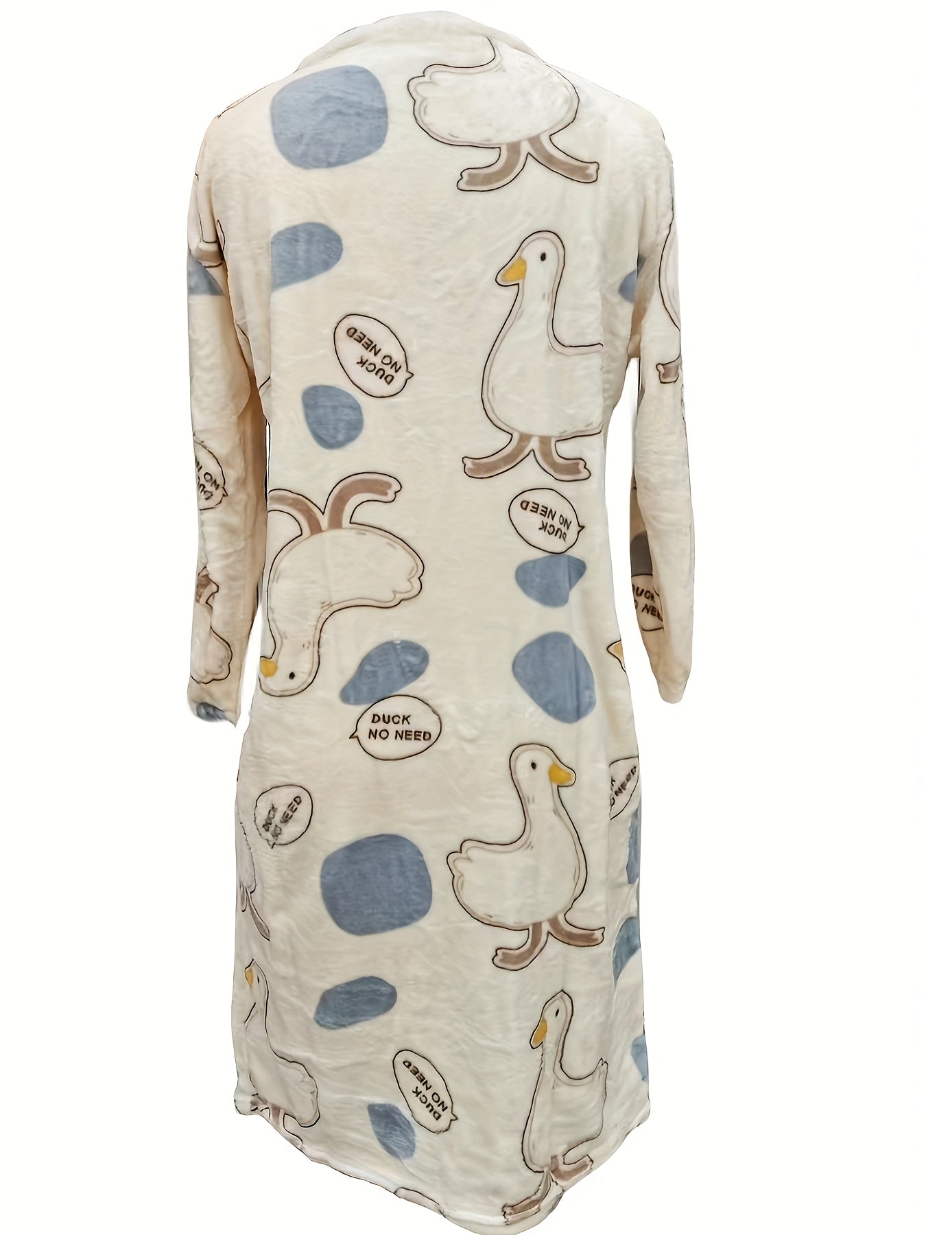 Duck Print NightDress Crew Neck Pajama Dress Women's Sleepwear