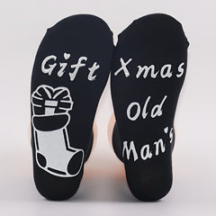 1 Pair Christmas Cotton Socks Gift Letters Print Anti Slip Novelty Socks