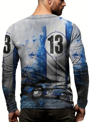 Vintage Car 13 Print Men's Long Sleeve Novelty T shirt For Autumn