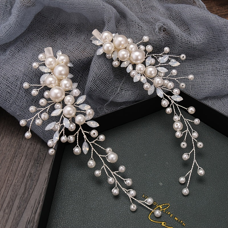 Rhinestone Faux Pearl Hair Clip Headband Bridal Hair Accessories