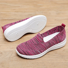 Women's Breathable Flying Woven Slip-On Sneakers Lightweight Low Top Shoes