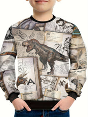 Dinosaur Print Boys Sweatshirt Long Sleeve Pullover Top