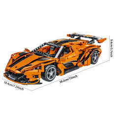 Orange Supercar Racing Building Blocks for Adults & Kids