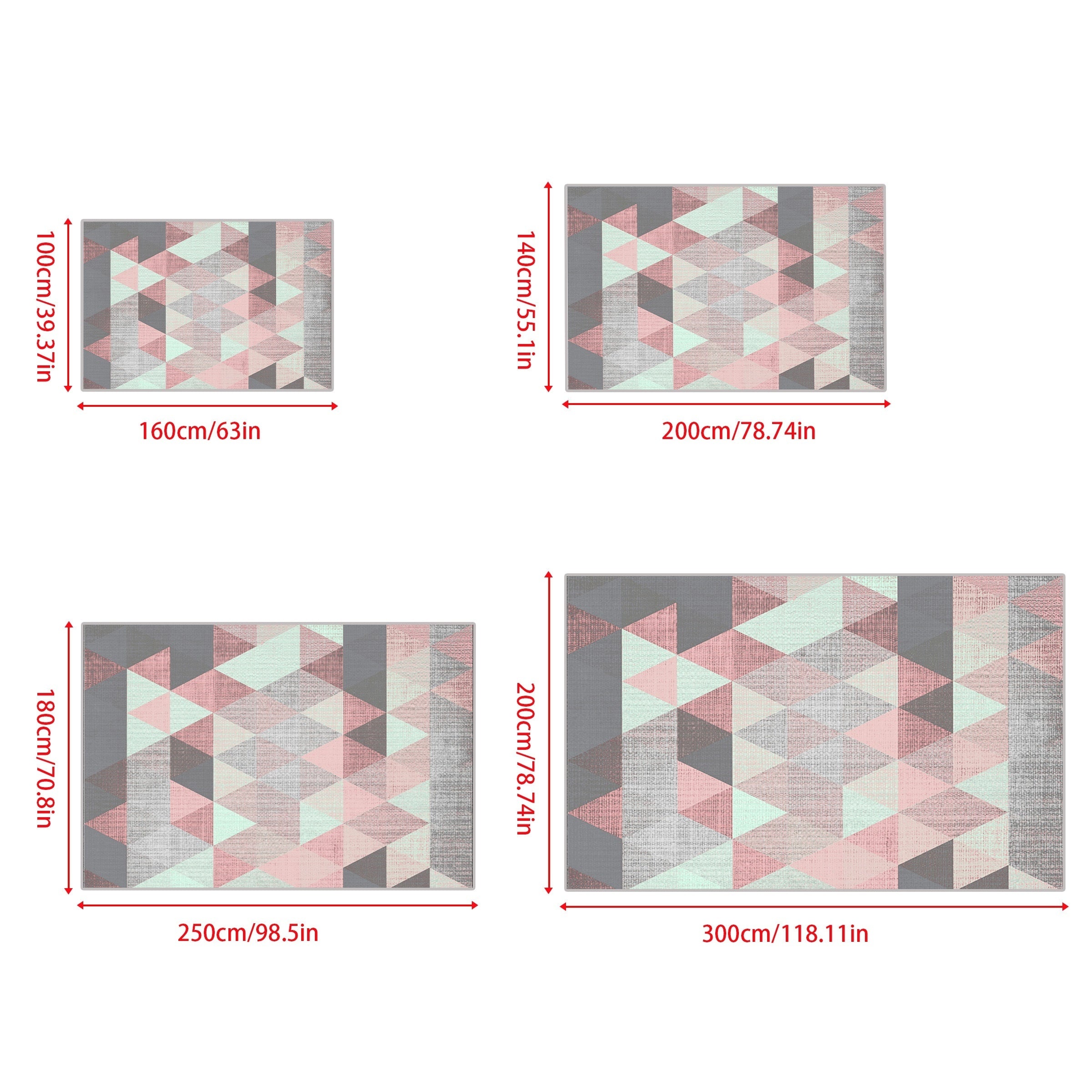 Triangular Pattern Soft Faux Sheepskin Floor Mat Living Room Bedroom Bedside