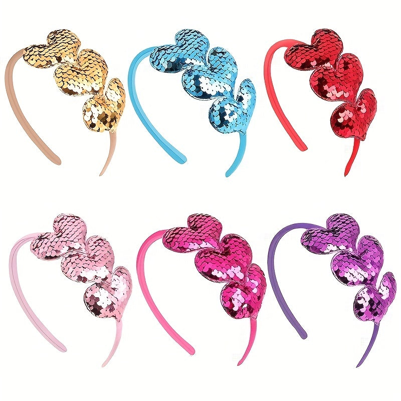 Pink Sequins Heart Headband Glitter Hair Hoop Girls Hair Accessories