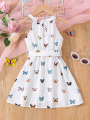 Toddler Girls Butterfly Halter Neck Dress for Party Beach Vacation