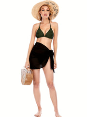 Solid Beach Wear Sarong Skirts 2 Pack Vacation Summer Mini Skirts