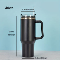 40oz Straw Tumbler With Handle Vacuum Flask Double Wall Stainless Steel Cup