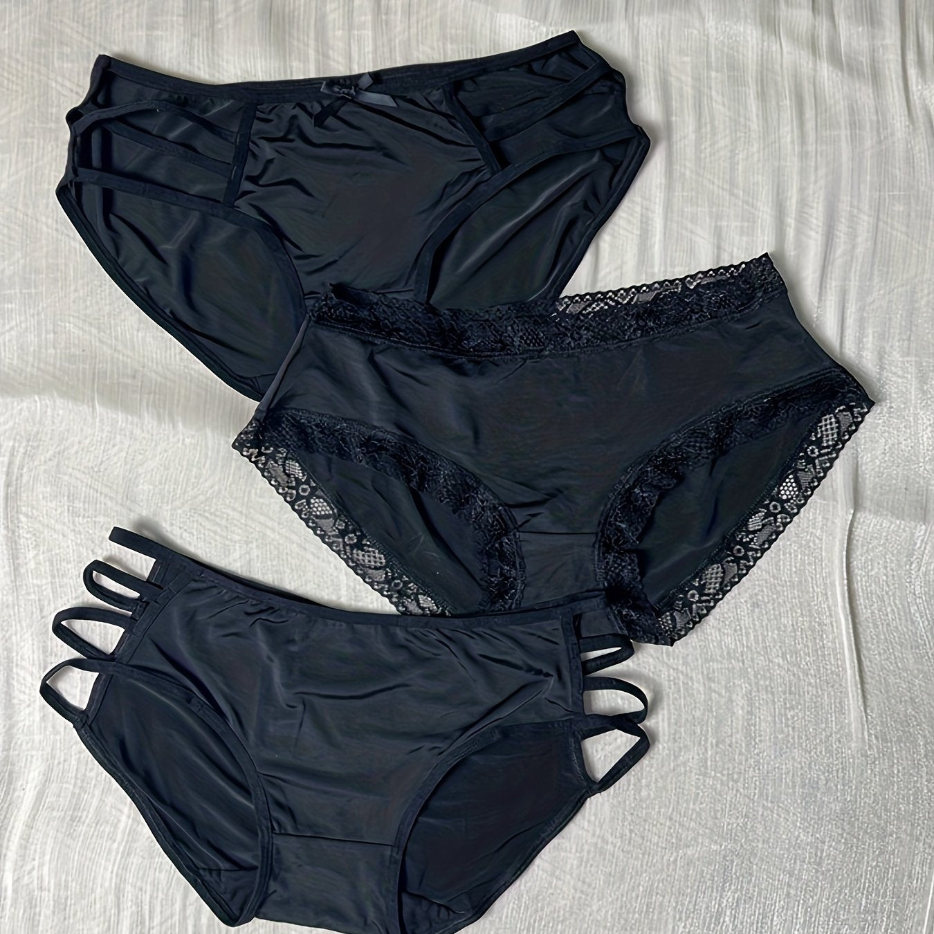 3pcs Stretchy Intimates Panties Breathable Solid Briefs Women's Lingerie