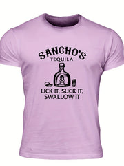Men's Tequila Print T Shirt Comfy Stretchy Summer Outdoors