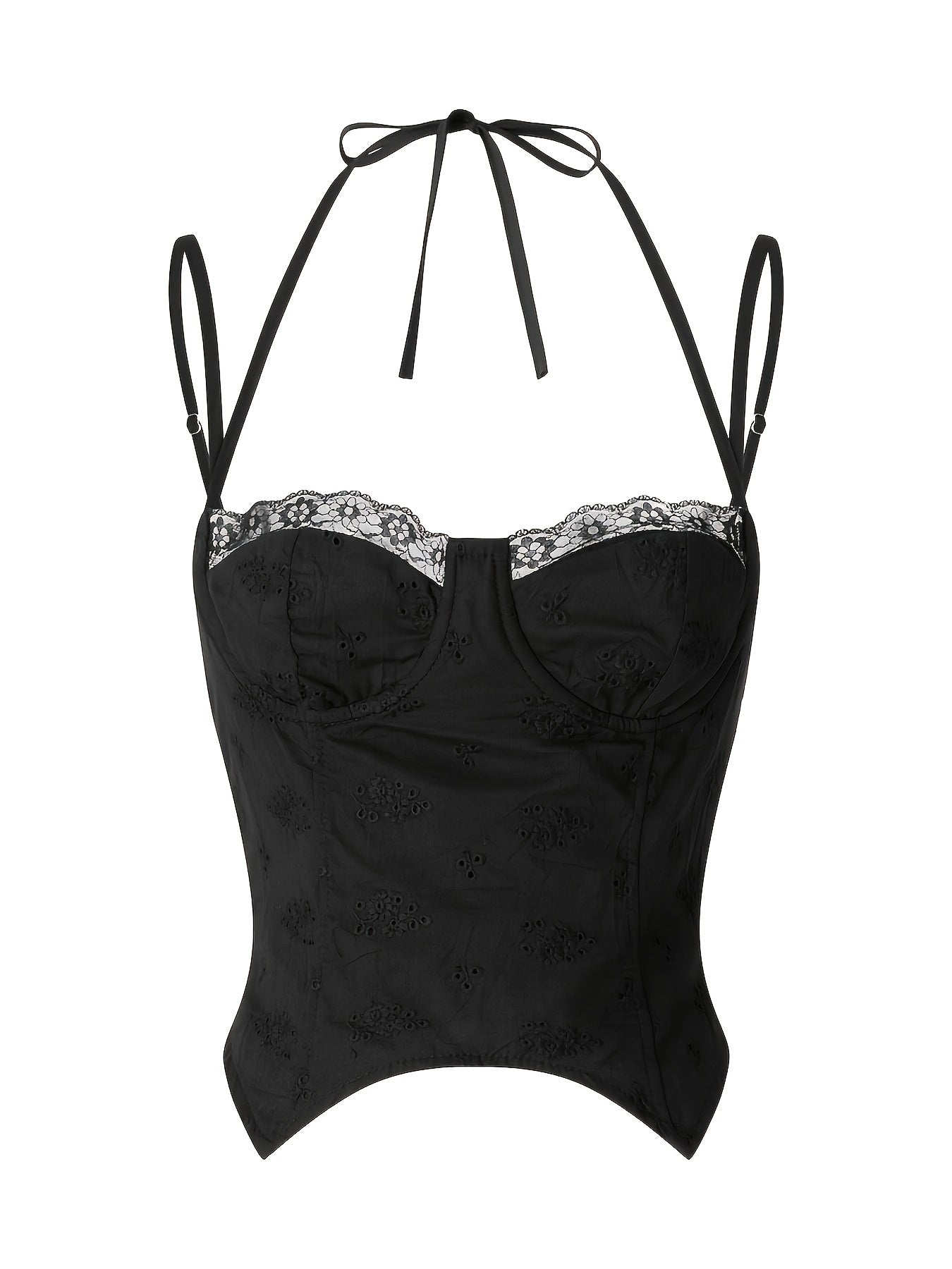 Lace Zipper Bustier Cami Top Y2K Sweetheart Neck Spaghetti Strap