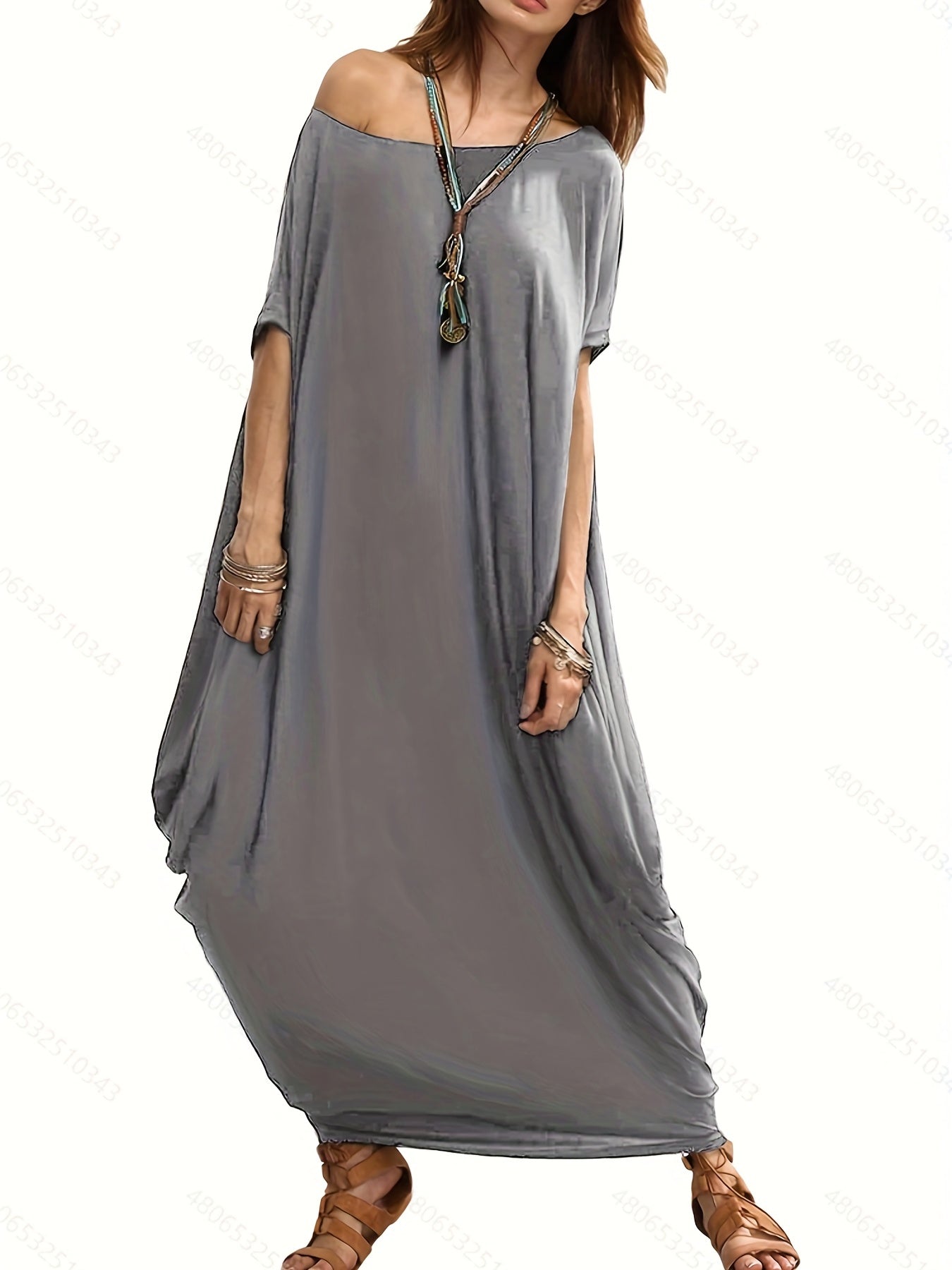Solid Kaftan High Stretch Baggy Loose Beach Cover Up