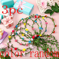 Set of 3 Bohemian Style Flower Crown Headbands - Festive Hair Accessories