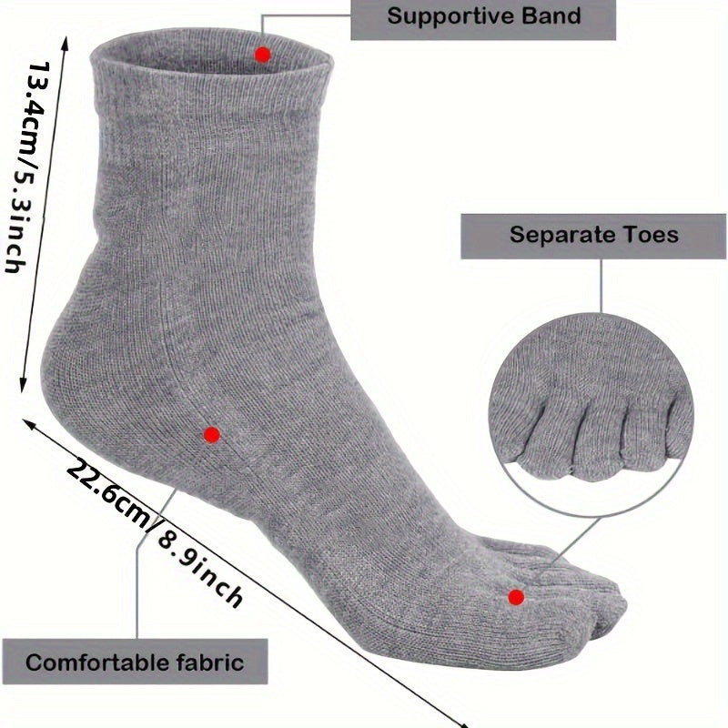 5 Pairs Men's Cotton Toe Socks Deodorant Sweat Absorbing