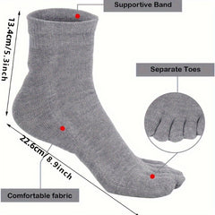 5 Pairs Men's Cotton Toe Socks Deodorant Sweat Absorbing