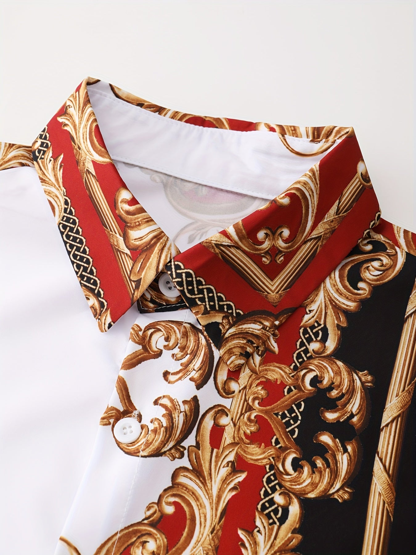 Baroque Style Men's Casual Short Sleeve Shirt
