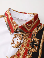 Baroque Style Men's Casual Short Sleeve Shirt