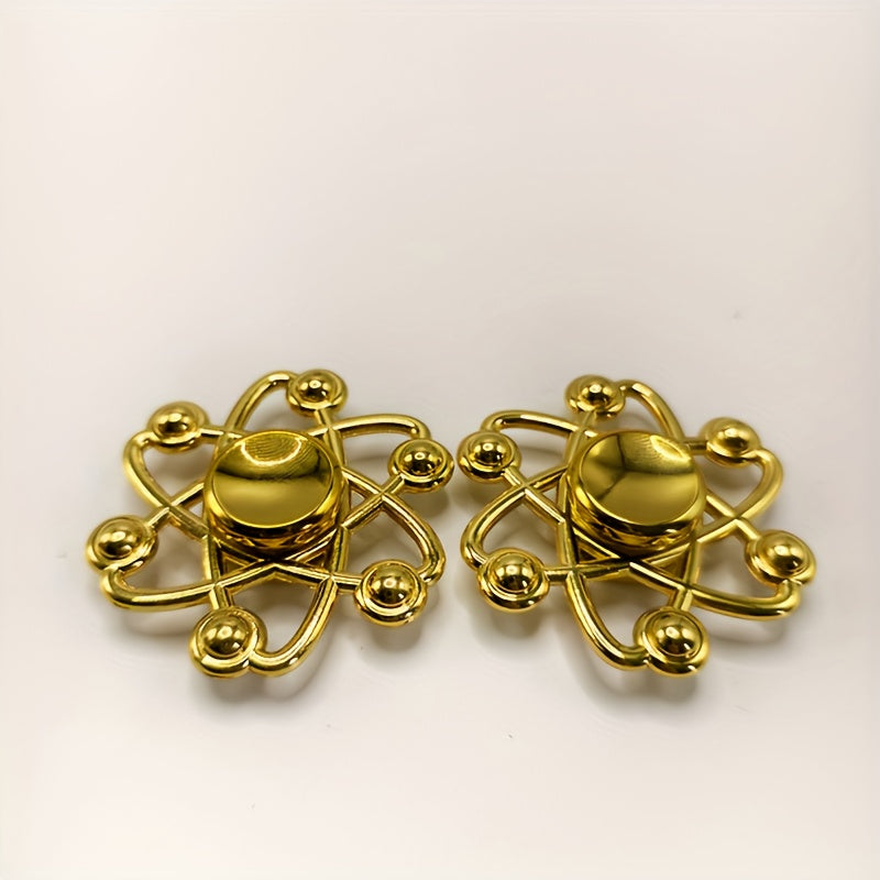 Yellow Fidget Spinner with Golden Beads for Anxiety Relief Focus & Motor Skills
