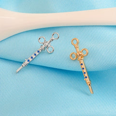 Golden Syringe Brooch Pins For Medical Professional