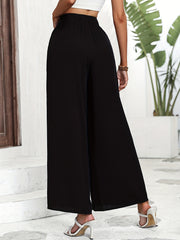 High Waist Wide Leg Pants Solid Casual Pants Women's Clothing