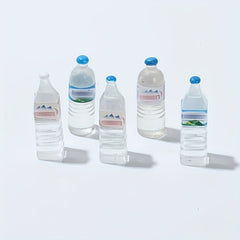 Mini Plastic Water Bottle Mix Set of 6 with Lids 1:12 Scale