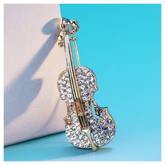 Violin Diamond Brooch For Girls Jewelry