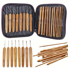 20pcs Wooden Aluminum Crochet Set for Sweater Weaving Knitting Craft Sewing DIY