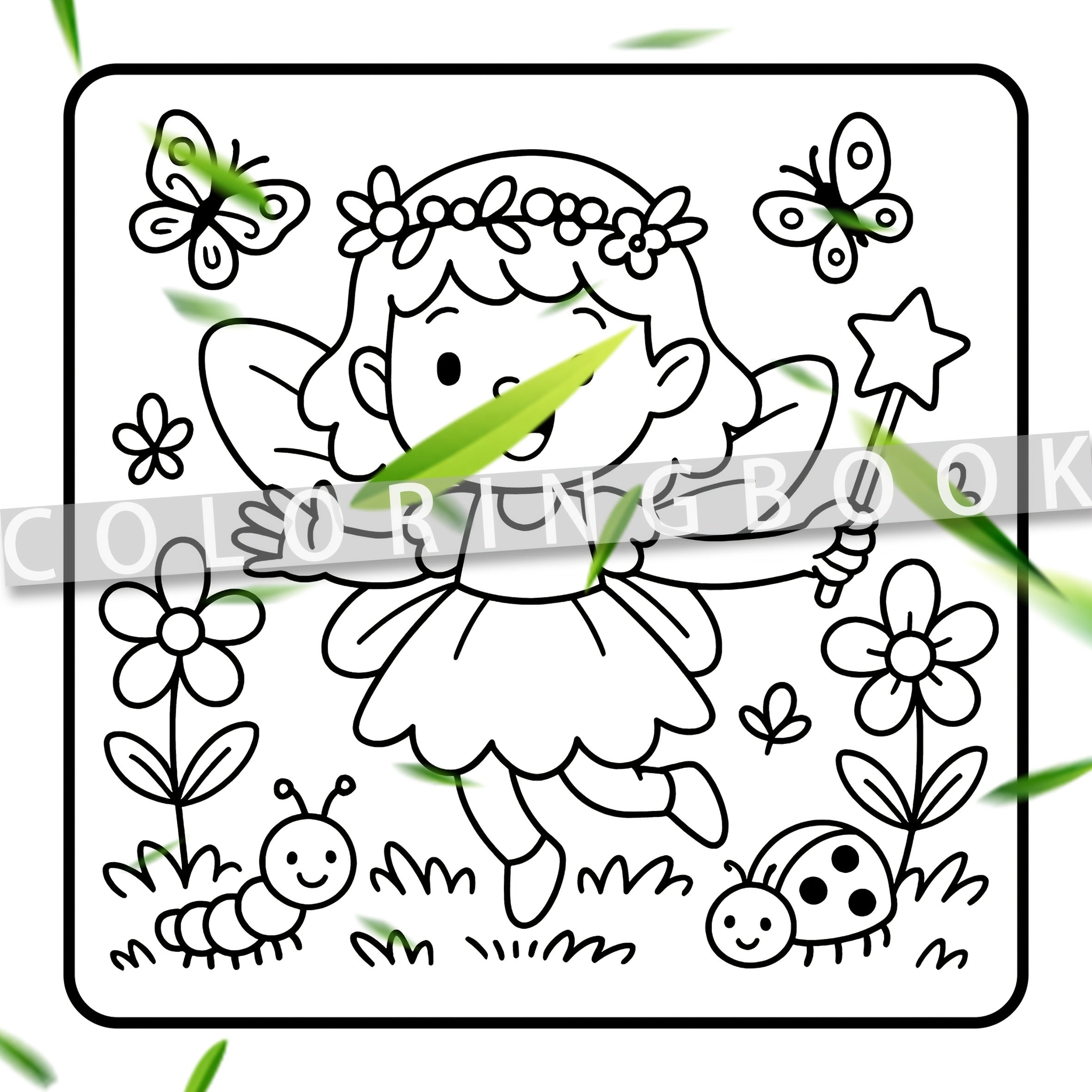 Flower Fairy Coloring Book - 24 Cartoon Pages with Vibrant Designs