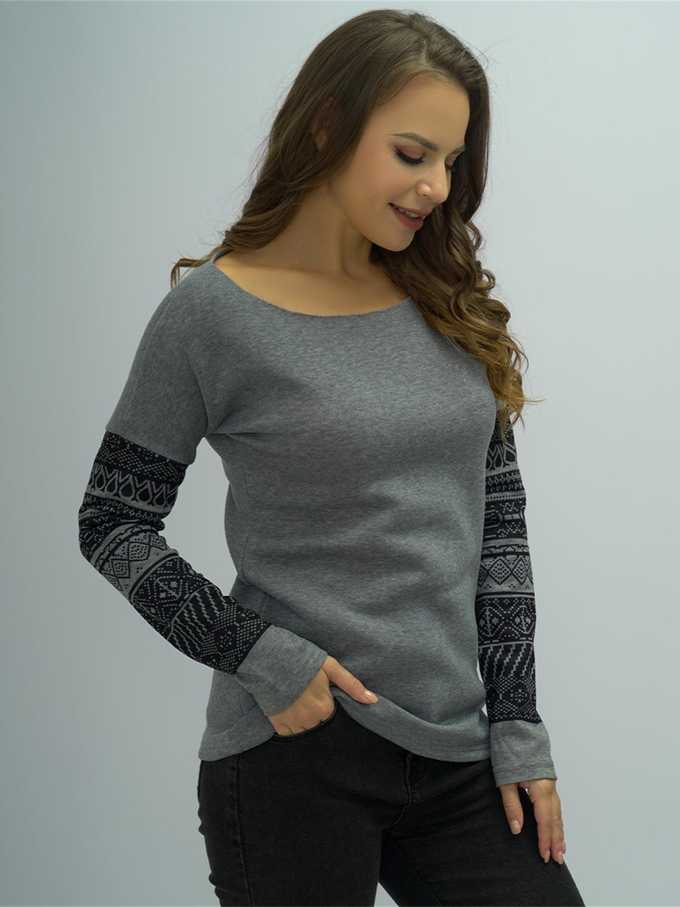 Women's Geo Pattern Colorblock Active Sweatshirt
