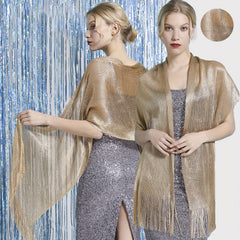 Tassel Glitter Shawl Long Wrap Solid Cover Up Party Prom Cape