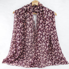 Maroon Floral Print Soft Scarf Shawl Turban Neckwear Beach Hijab