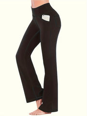 Women's Plus Size Flared Leg Yoga Fitness Trousers 3pcs Set