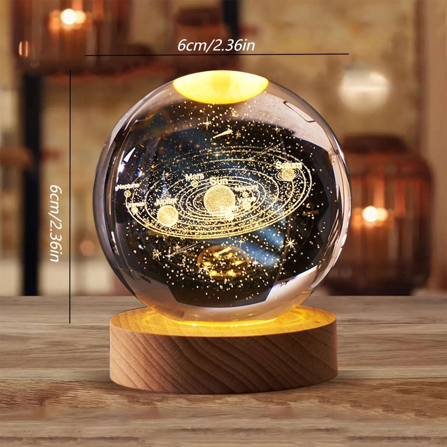 LED Lighted Solar System Crystal Ball for Festive Decoration