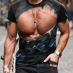 Men's 3D Print Sports T shirt Casual Stretch Tee Shirt For Summer