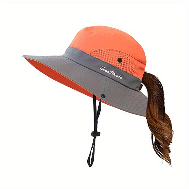 Kids UV Protection Ponytail Sun Hat For Girls